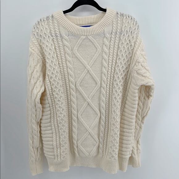 Aelfric Eden cable knit oversized crewneck pullover sweater sz L - Picture 1 of 6